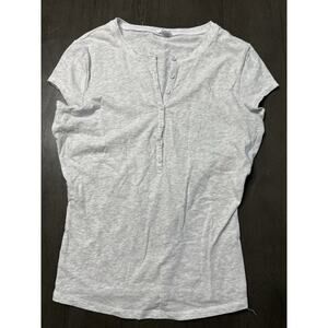 Garage Estella Henley Tee Grey Mix Womens Size Small Button Up